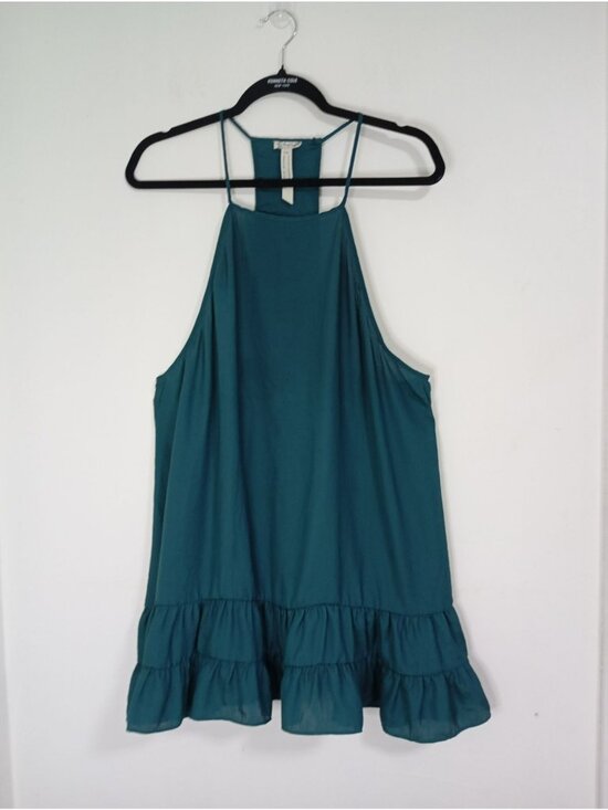 Free People Dresses & Skirts - Free People Intimately Teal Strappy Ruffle Mini Dress Sleeveless Size M